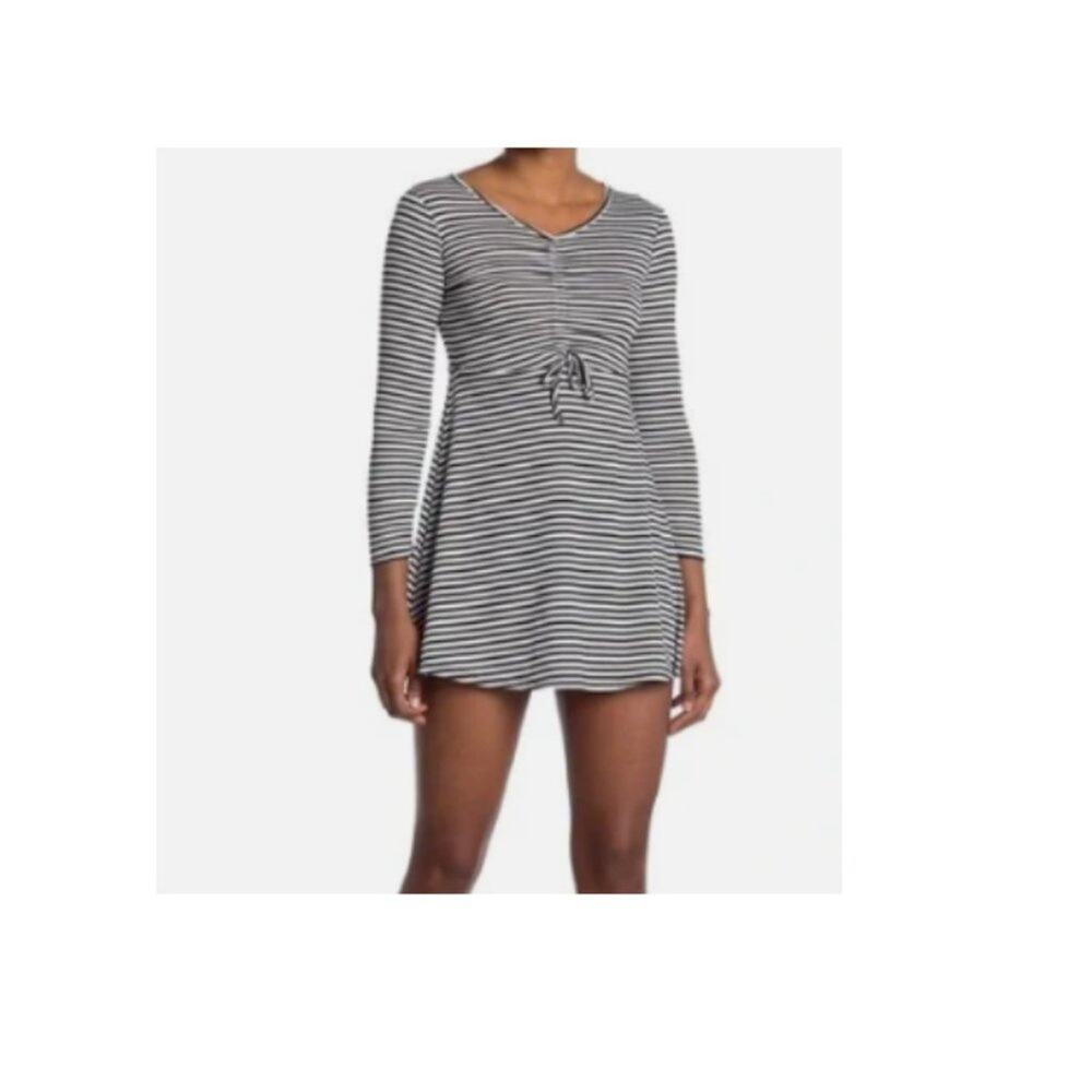 New ~ VELVET TOUCH ~Stripe Ruched Front Skater Mini Dress Size Small